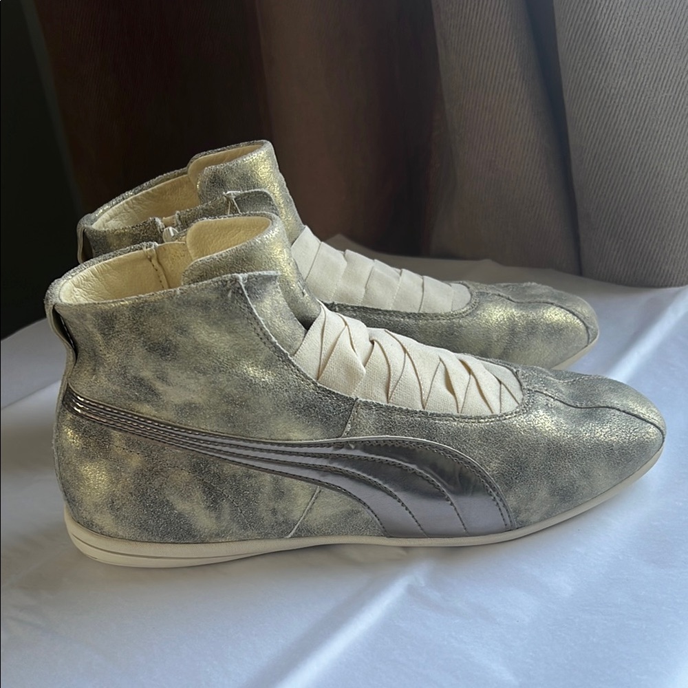 Puma Metallic Silver High-Top Sneakers